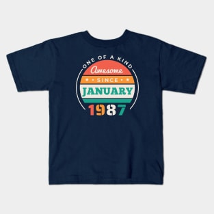 Retro Awesome Since January 1987 Birthday Vintage Bday 1987 Kids T-Shirt